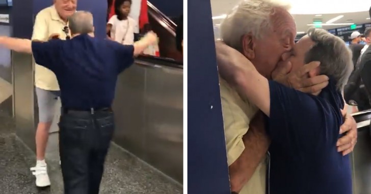 Ein Mann mit Down-Syndrom küsst seinen Vater am Flughafen: Die Geste der Zuneigung hat alle bewegt - 1