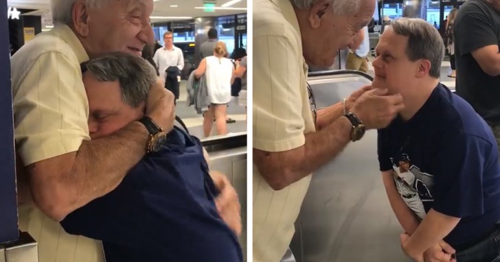 Un homme atteint du syndrome de Down couvre de baisers son père à l'aéroport : ce geste d'affection a ému tout le monde. - 2