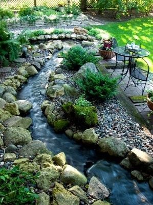 10. If the garden is sloping, you can create a small river making sure to seal the bottom and the border edges well.