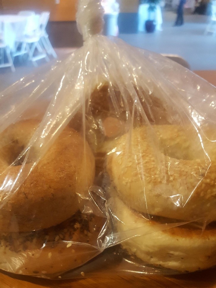"A nice co-worker gave me these bagels to welcome me to my new job."