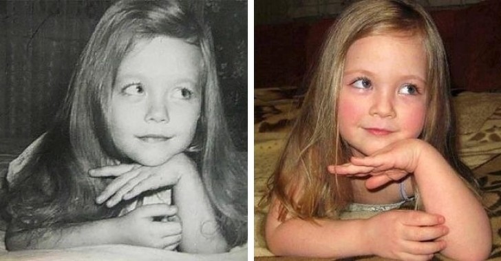 1. Mutter und Tochter fotografiert im gleichen Alter: das erste im Jahr 1980, das zweite im Jahr 2014.