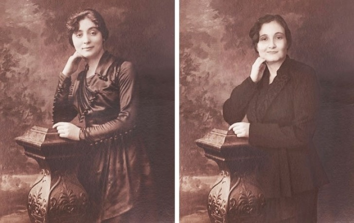 18. Stellen Sie das Bild der Urgroßmutter von 1915 wieder her: Welches ist Ihrer Meinung nach das Original?