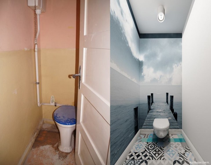 6. Dieses winzige Badezimmer wurde dank eines Panoramas zu neuem Leben erweckt