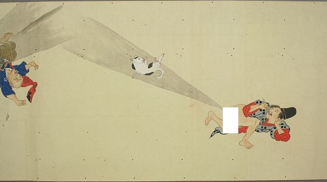 Esiste una pergamena in stile giapponese che rappresenta un'insolita battaglia di peti.