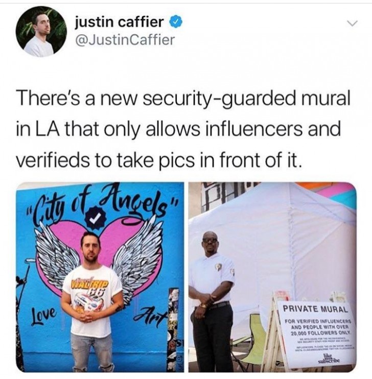 2. Alleen influencers met meer dan 20.000 volgers kunnen een foto van zichzelf maken voor deze murales in Los Angeles