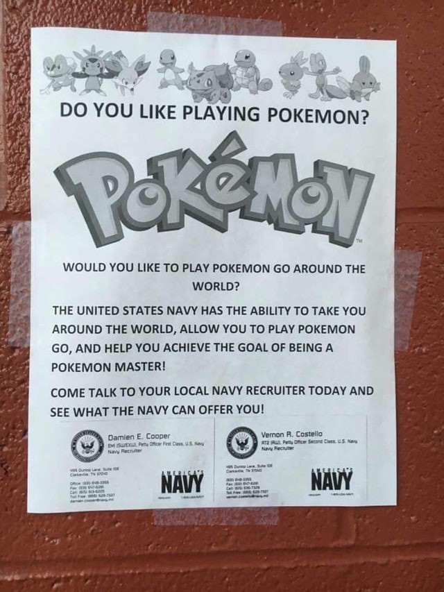 22. Gebruikmaken van Pokémon om jonge mensen bij de marine te krijgen...