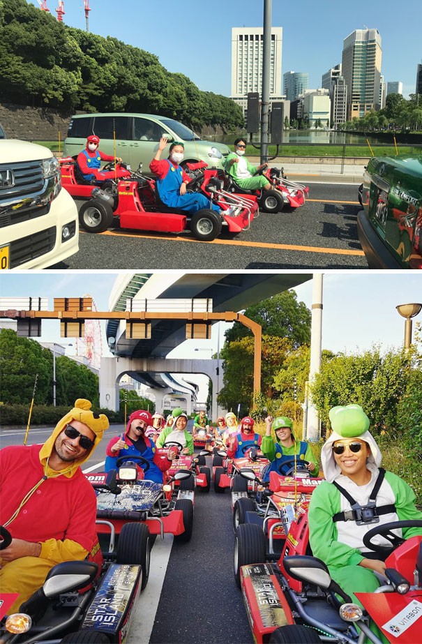 16. Ein Go-Kart-Rennen im Stil von Super Mario Bros. in Tokio.