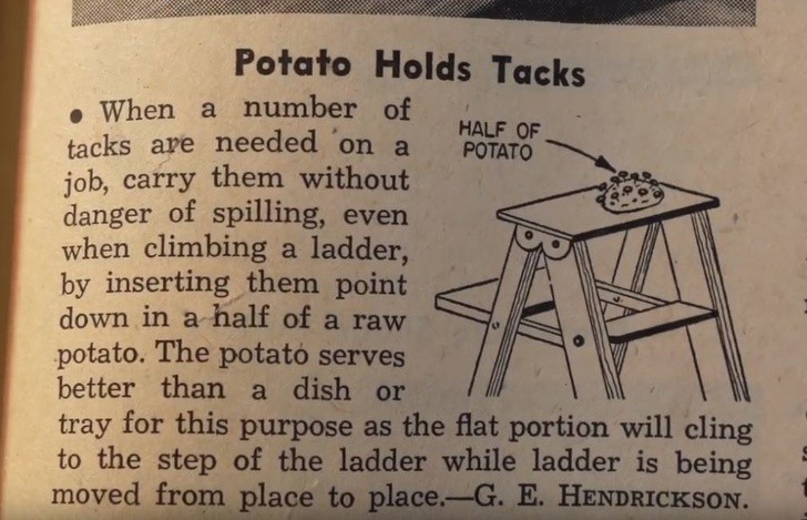 9. Gebruik een aardappel als houder voor spijkers, schroeven en meer...