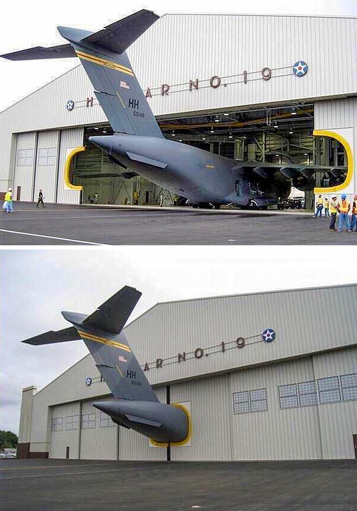 6. Wie macht man das, wenn das Flugzeug zu groß für den Hangar ist?