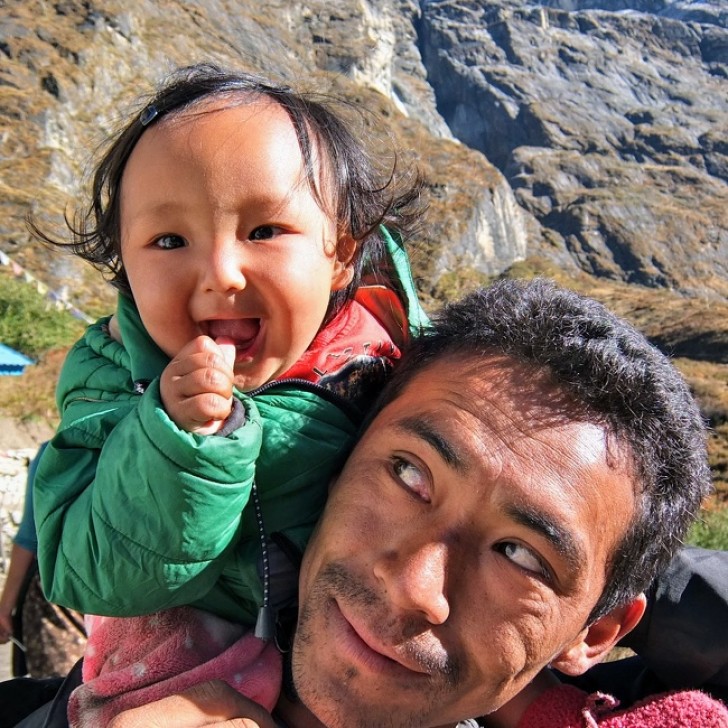 3. Ein süßes Vater-Tochter-Porträt im Langlang-Tal