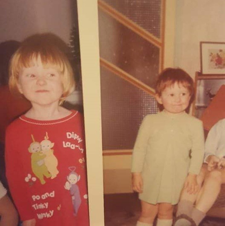  1. Mom and daughter with the same "mischievous" expression!