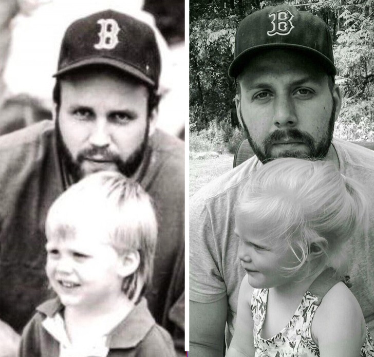 11. "Ich und meine Tochter im Jahr 2016, Dad und ich im Jahr 1990".