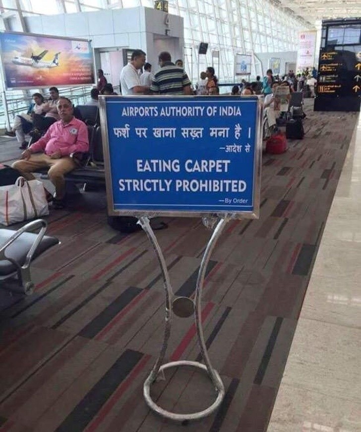 25 "Il est strictement interdit de manger des tapis".