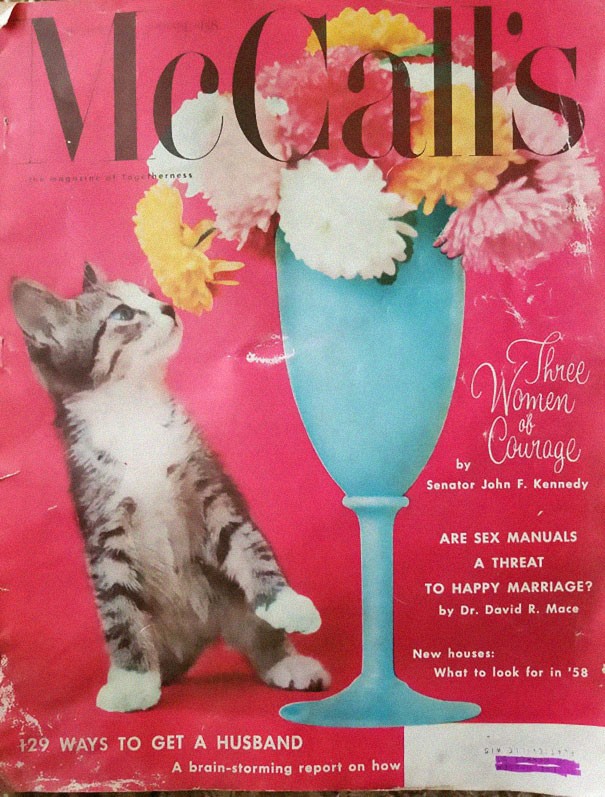 La copertina della rivista la McCall's, un mensile dedicato alle donne, anticipa la rubrica presente all'interno: "129 modi per trovare marito".