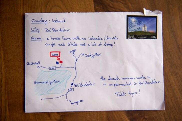 10. In Islanda, è possibile disegnare una mappa sulla busta di una lettera senza l'indirizzo