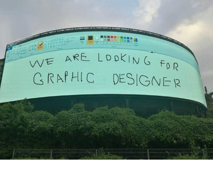 15. "Wir suchen einen Grafikdesigner." (und auch einen guten würde ich sagen)