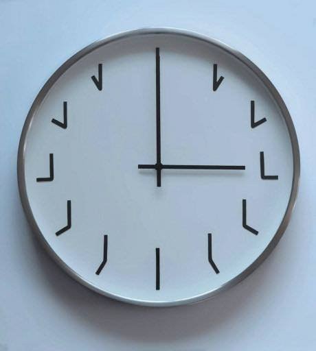 10. Eine Uhr, die Stunden mit Uhrzeigern markiert.