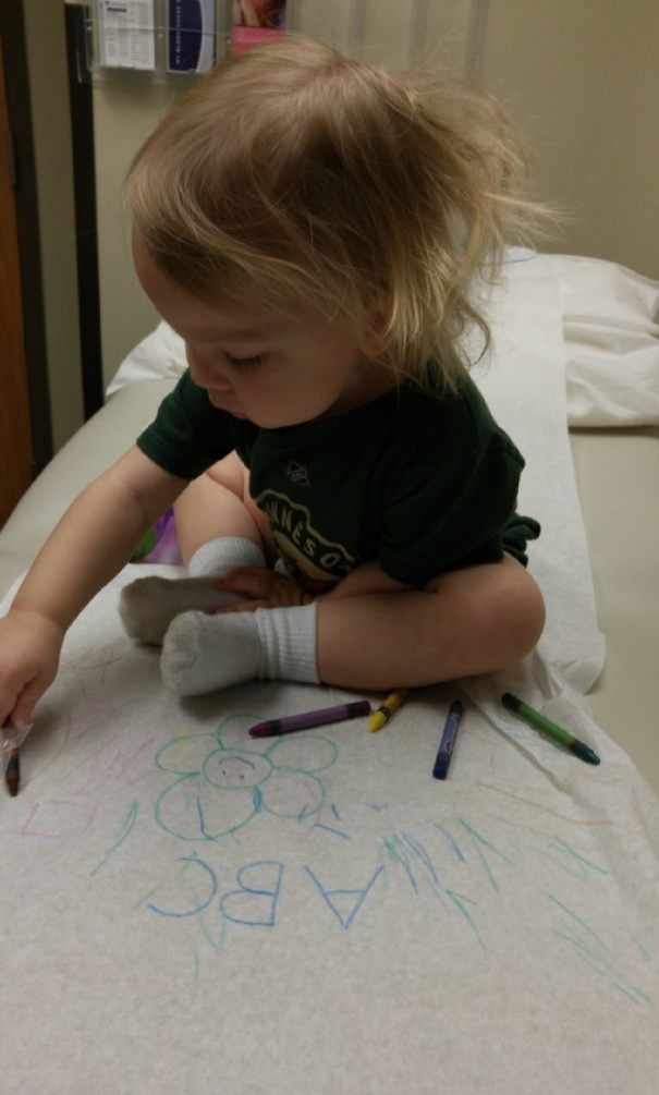 14. Also at the doctor, crayons can keep children calm and quiet.