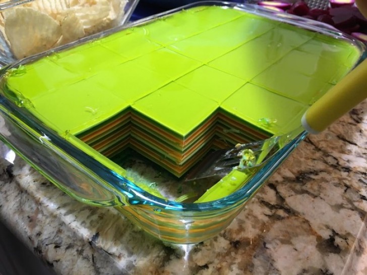 14. "Behold! My grandmother's incredible 21-layer Jell-O cake!"