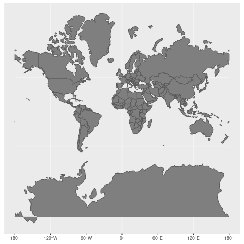 5. Die Mercator-Projektion (1569) verglichen mit der tatsächlichen Größe jedes Landes