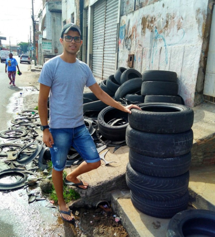 Amarildo Silva lebt in Paraìba, Brasilien: In einem Jahr hat er Hunderte von Reifen gesammelt, denen er eine zweite Chance geben will.