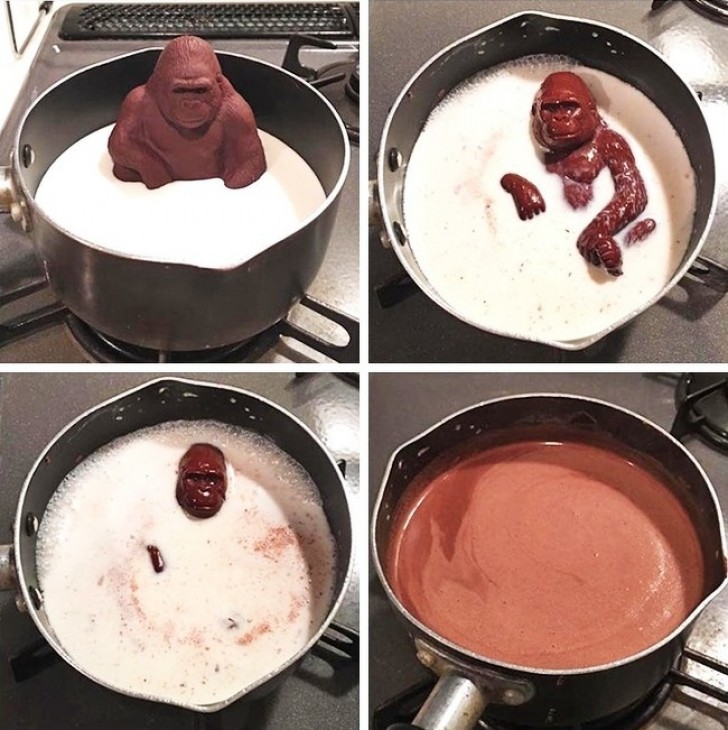 2. Ein Schokoladen-Gorilla der in Milch badet...