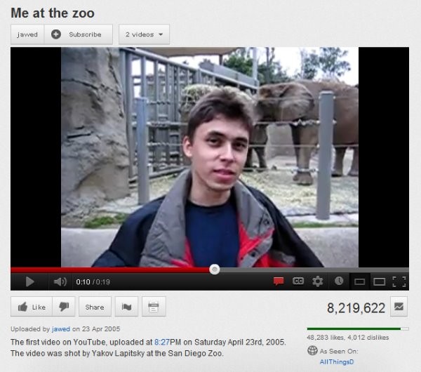 2. De eerste video die op YouTube is geüpload. Het was 2005.