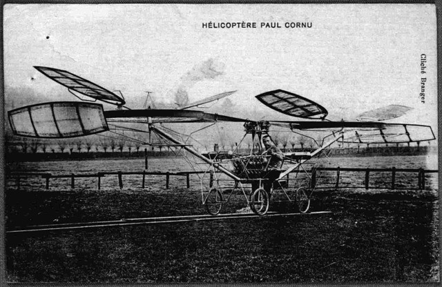 4. De eerste helikopter, ontworpen door Paul Cornu in 1907. 