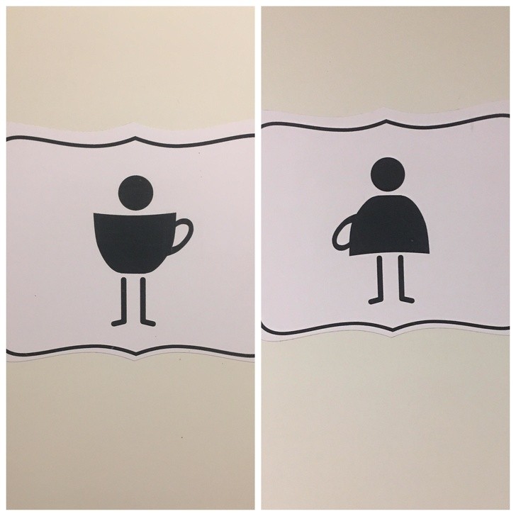 6. La meilleure façon d'indiquer les toilettes dans une cafétéria....