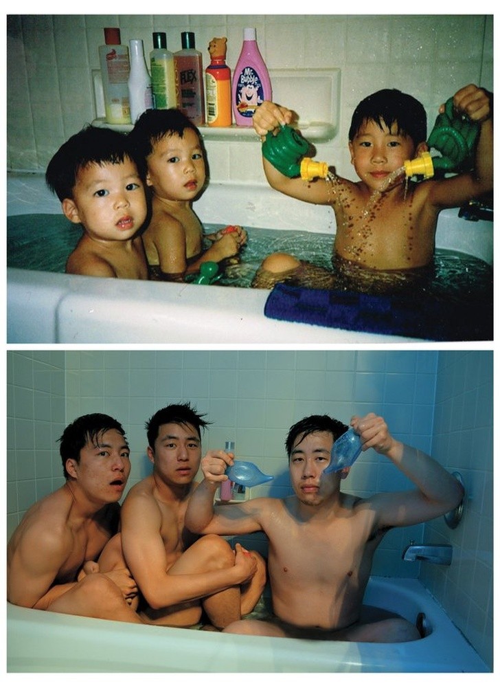 6. Un baño junto a los hermanos es siempre divertido