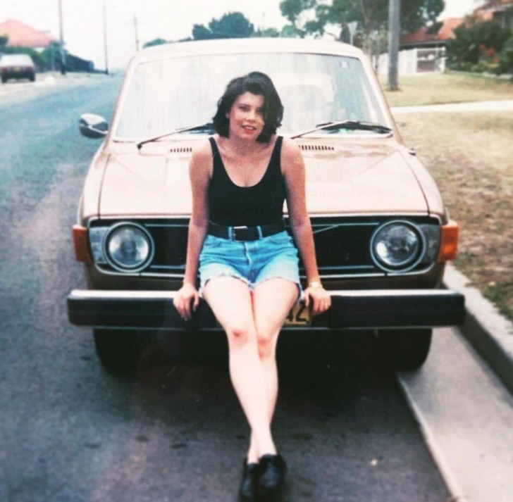 17. Tiffany mom with her Volvo in 1989