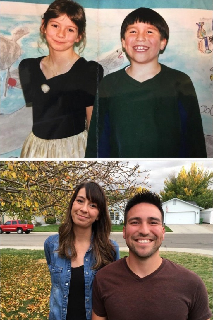 13. They met in second grade in 1997 and 22 years later, they are still together.