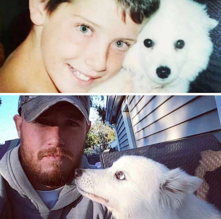 3. A boy and his puppy, still together after 15 years!