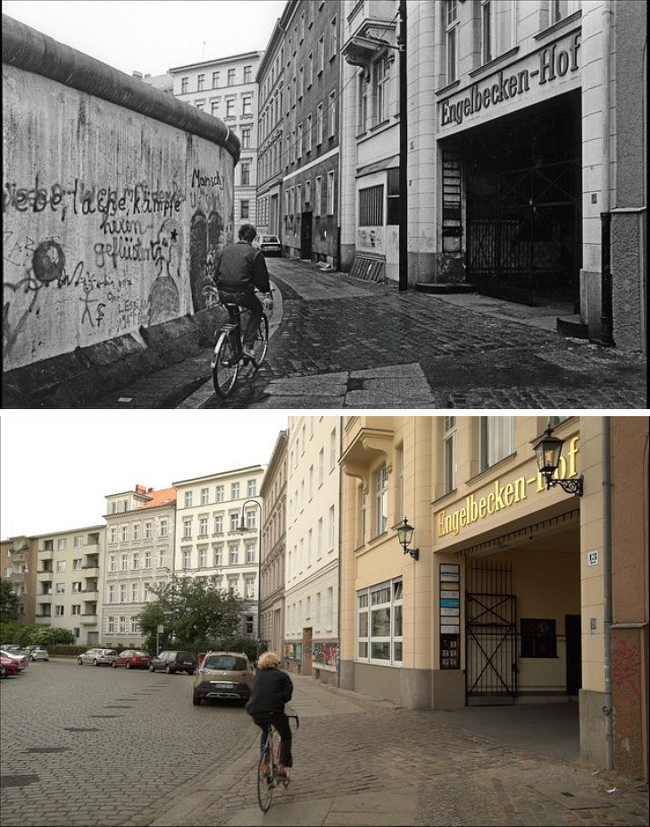 5. A bike ride next to the Berlin Wall in Kreuzberg in 1985 and then in 2018.
