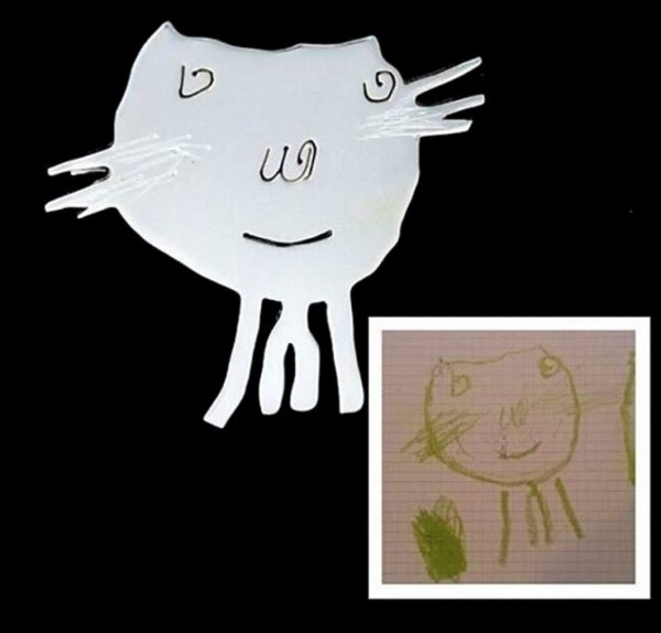  A cat seen through the eyes of a child.