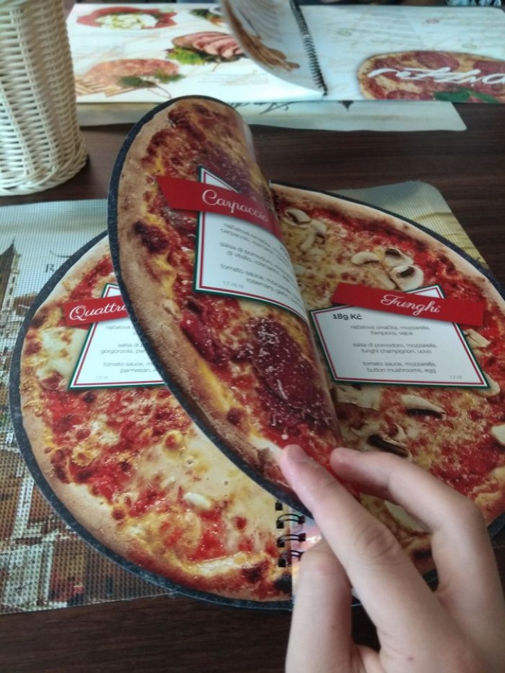 Dieses Menü enthält Seiten, die die beschriebene Pizzasorte darstellen.
