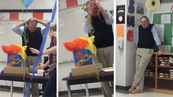 Dieser Professor war bewegt, als seine Schüler ihm eine Geburtstagstorte versteckten..
