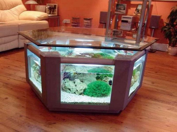Ein Aquarium im Wohnzimmer? Warum nicht, aber unter dem Tisch!