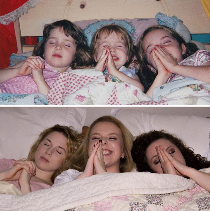 11. Queste tre sorelle hanno ricreato una loro foto d'infanzia!