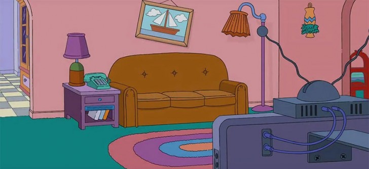 2. Le salon des Simpson dans le dessin animé...