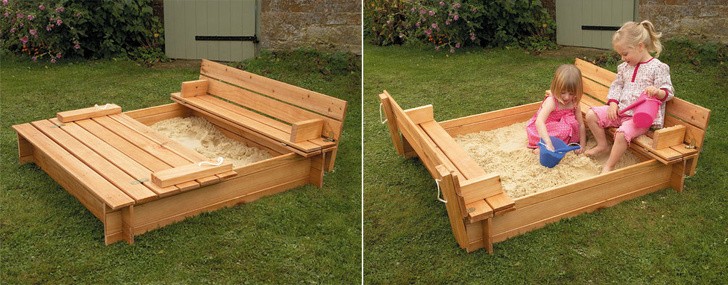 17. Ecco una piccola vasca da giardino da riempire con sabbia o morbido fieno, utile anche come panchina, tra gioco e relax.