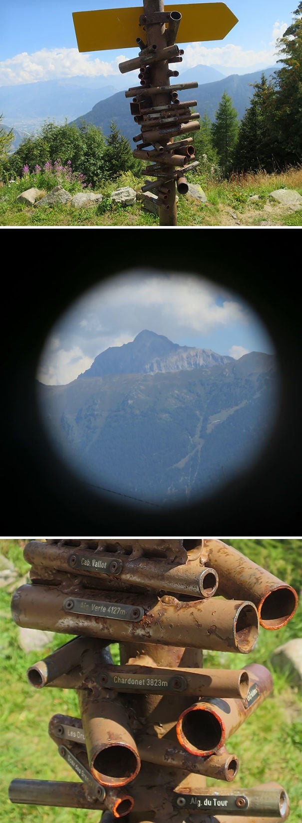 3. In der Schweiz kann man einen anderen Berg aus nächster Nähe sehen wenn man durch eines dieser Rohre blickt!