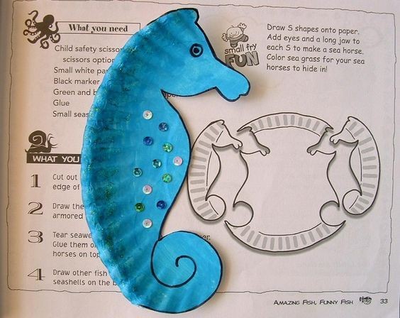 15. En tot slot, een prachtig zeepaardje, ook gemaakt van gerecycled papieren bordje...