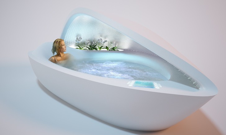 2. Badewanne mit einem speziellen Abschnitt, in dem das natürliche Element wiederhergestellt wird