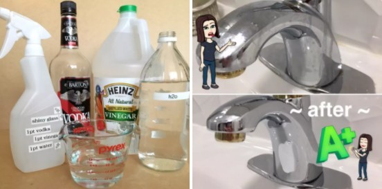 9. Un mix di acqua, aceto e vodka (economica) è ottimo per far risplendere i rubinetti