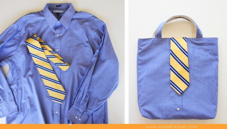 2. Che dire di una borsa con camicia e cravatta? Davvero originale