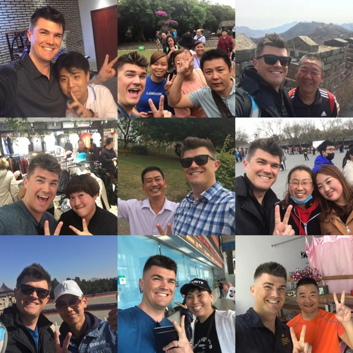 Este jovem americano posou para diversas fotos com turistas chineses só por ser alto!