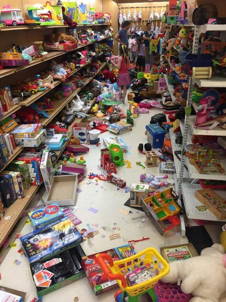 5. These young girls have just destroyed the toy department in this thrift store and their parents did not move a finger to stop them!