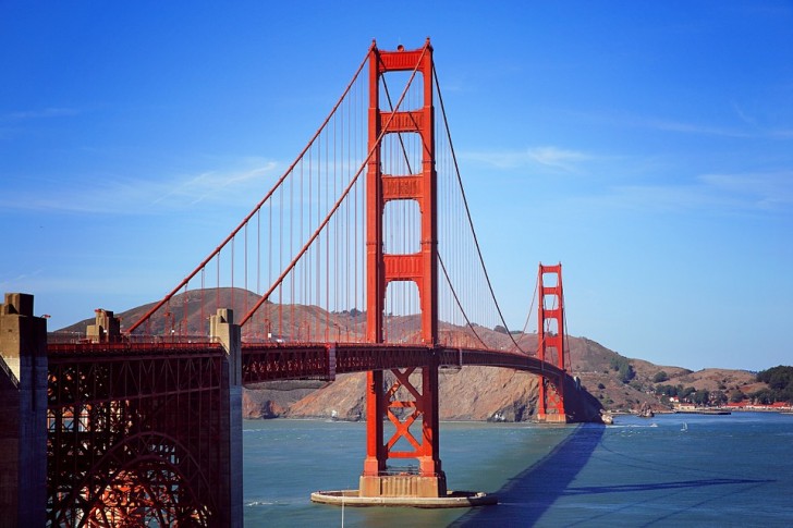12. De Golden Gate-brug, het symbool van de stad San Francisco in Californië