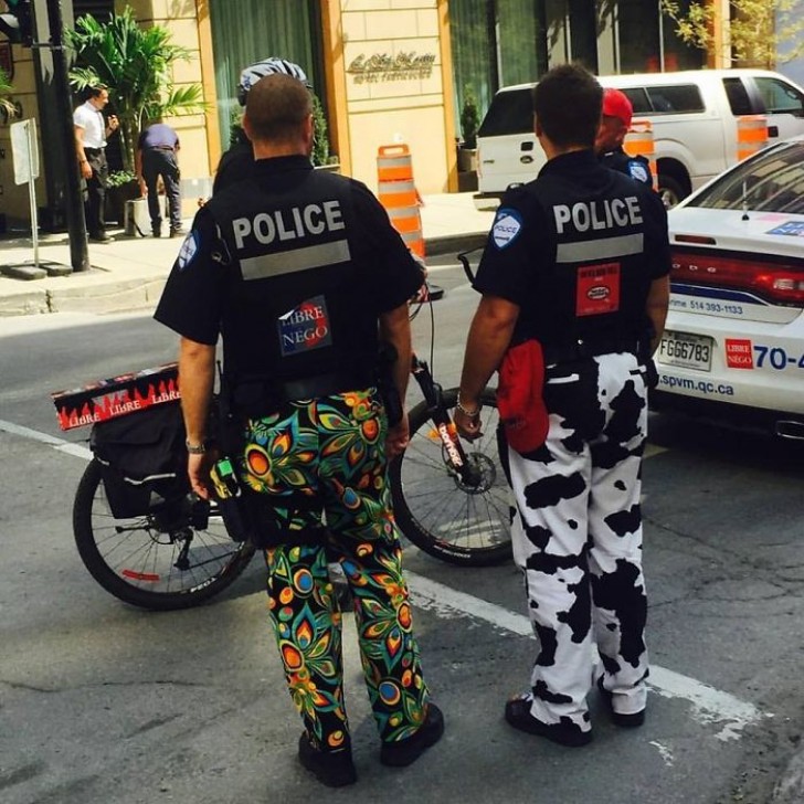 6. Une protestation singulière de la police de Montréal : pantalon de travail à la maison, place à la créativité !